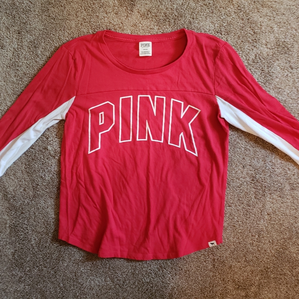 Pink Red white 3-4 sleeve top